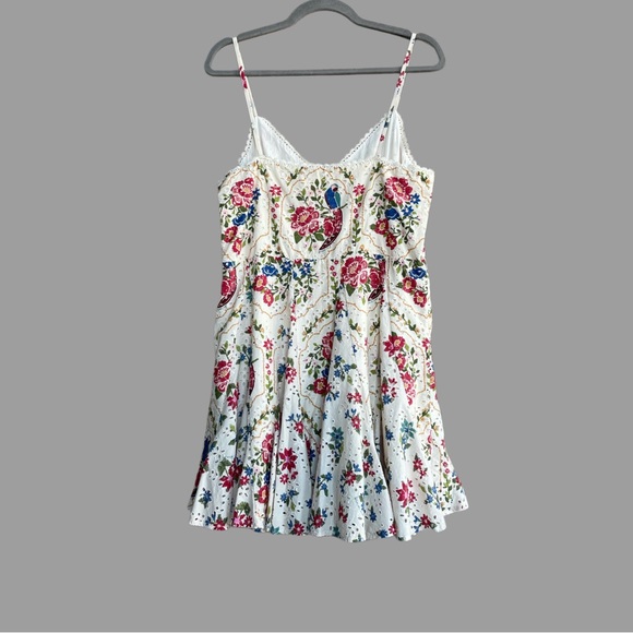 SEZANE x FARM RIO Cream Floral Parrot Eyelet Embroidered Danila Dress *Altered - Picture 14 of 17